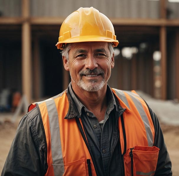Smiling contractor wearing hard hat